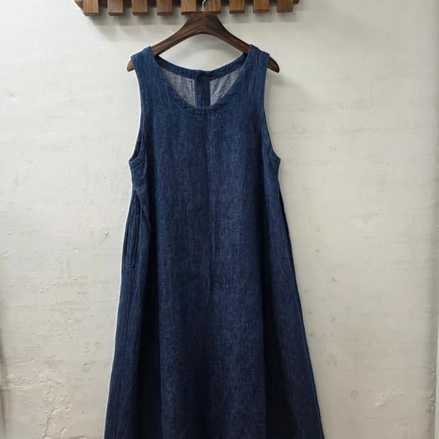 일본빈티지 데님색상린넨원피스
