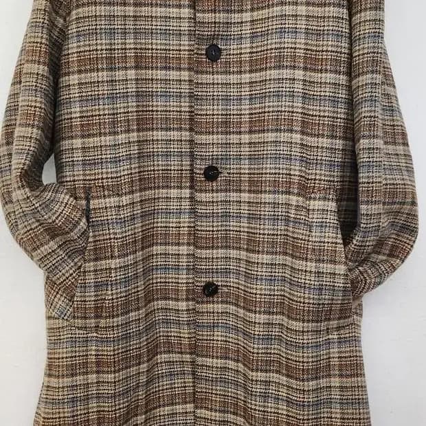 지이크 체크 모직 코트 