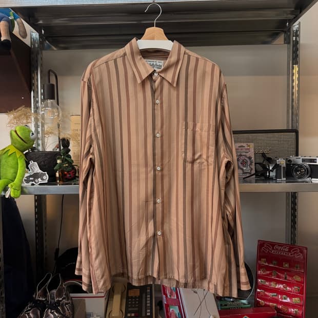 25SS 와코마리아 레이온 스트라이프 패턴 셔츠 XL