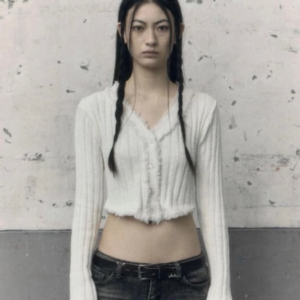 보헤미안서울 테슬 코튼 가디건 아이보리