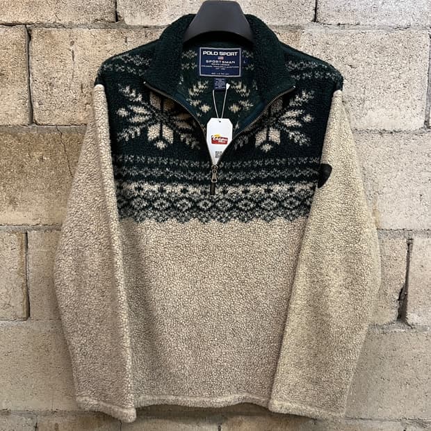 폴로 스포츠 스포츠맨 스노우플레이크 하프 집업 니트