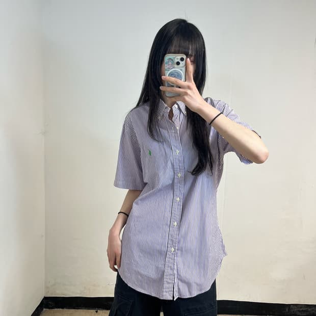 Polo purple stripe short sleeve shirt