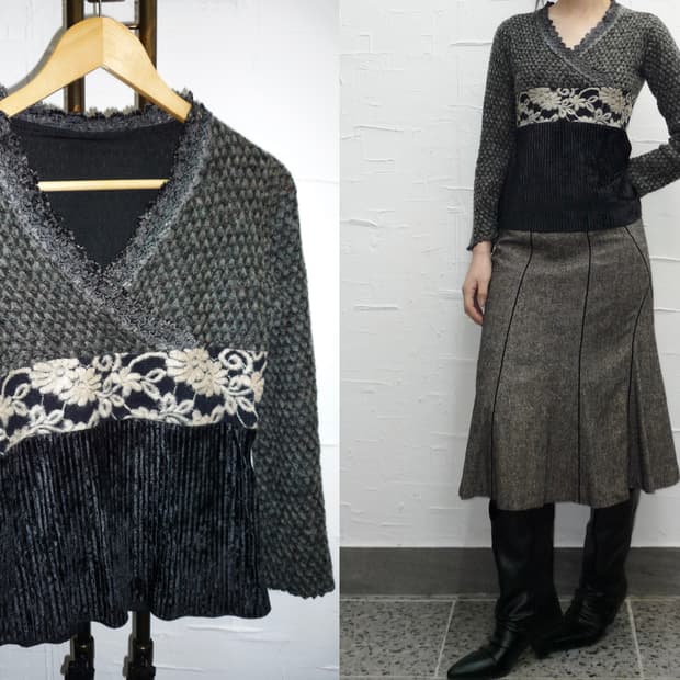 charcoal bloom knit