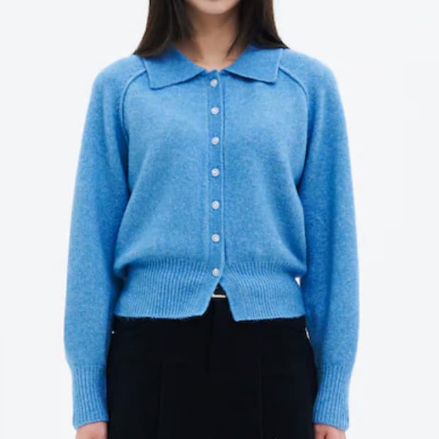 8세컨즈 칼라넥 가디건 스카이블루 (D10