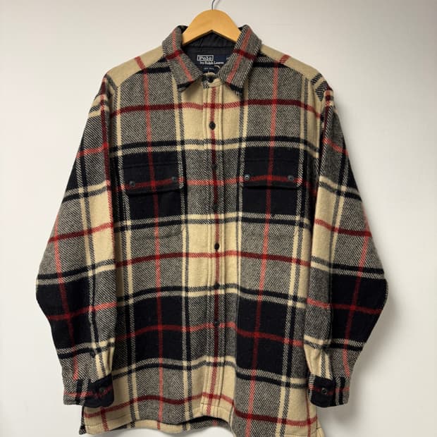 폴로랄프로렌 체크 헤비 울셔츠자켓 90s XL