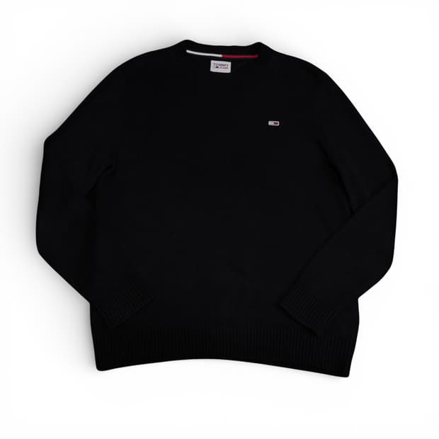 M 타미 진스 블랙 스몰로고 울 니트