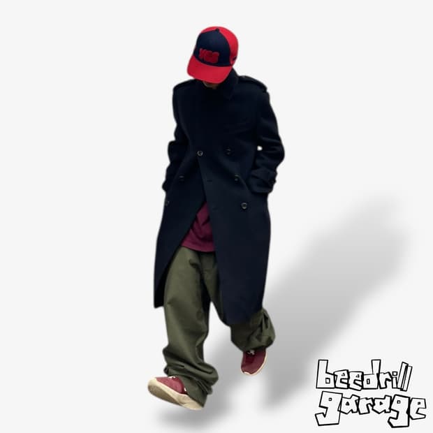 지오송지오 더블 브레스티드 네이비 코트