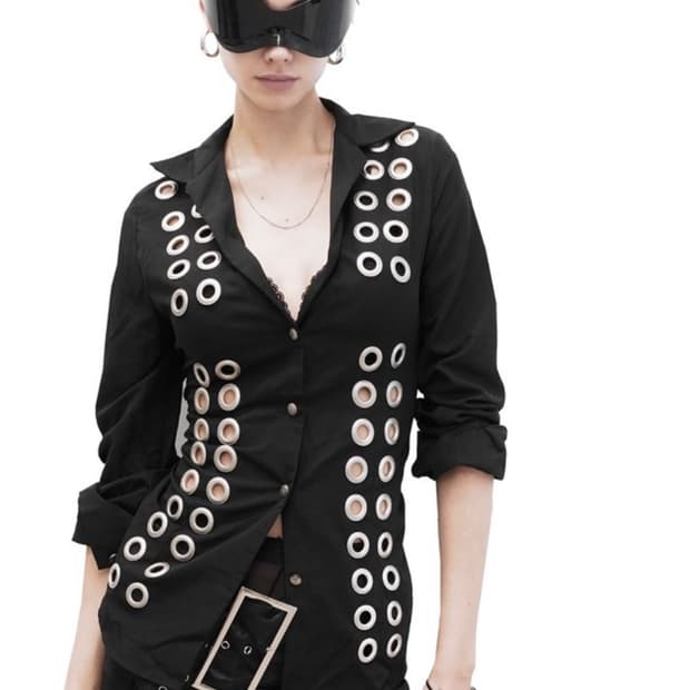 KIMYO BACK CORSET SLIM SHIRT IN BLACK