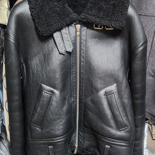 블랙 무스탕 양털 가죽 자켓 - 앤더슨벨