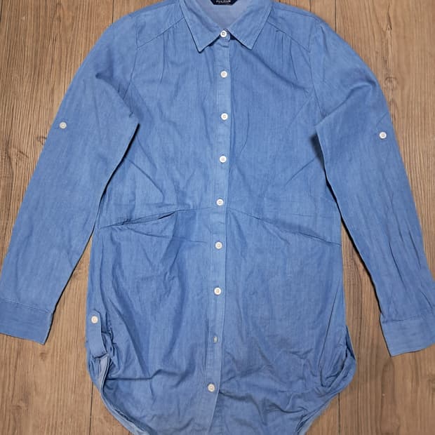 폴햄 여성 롱 데님셔츠 F