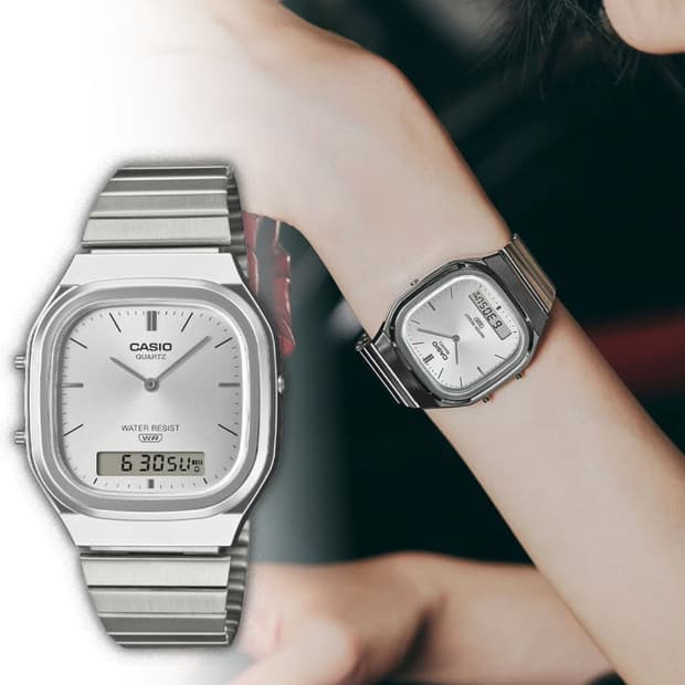 카시오 메탈 스퀘어 화이트 시계 새상품 :)
