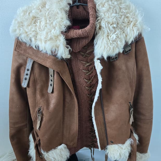 와걸 브라운 양털 무스탕 y2k 페어리 셋트