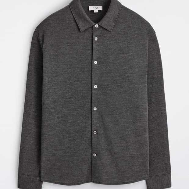 [M] cos 울 블렌드 저지 셔츠 다크 그레이 멜란지