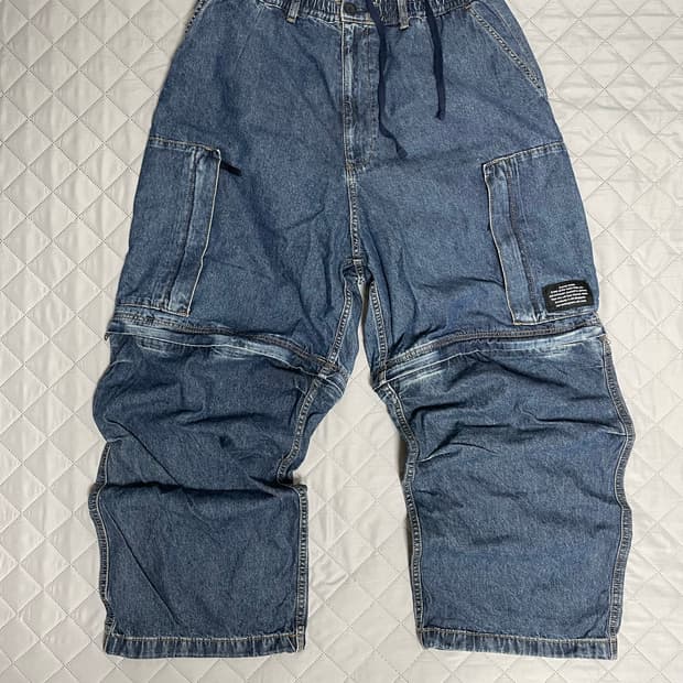 GU x 언더커버 데님 컨버타블 와이드 카고 팬츠