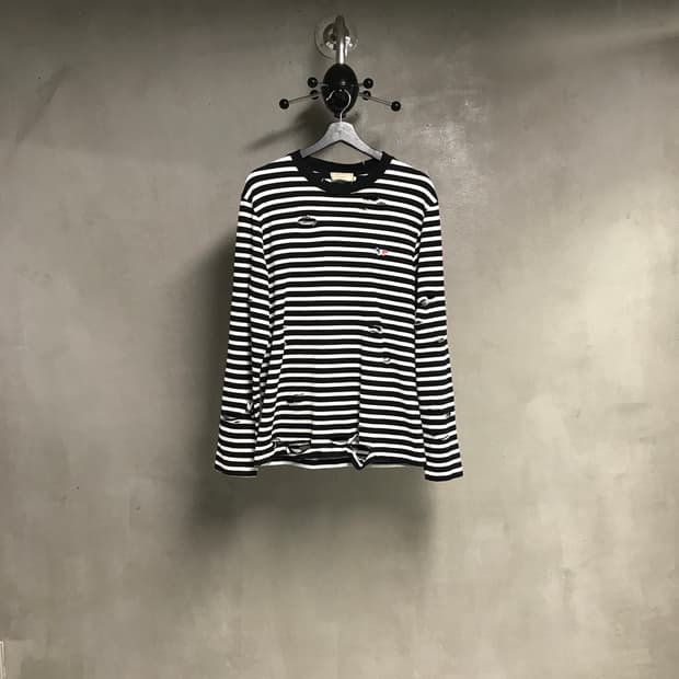 메종키츠네 단가라 긴팔 티셔츠 S