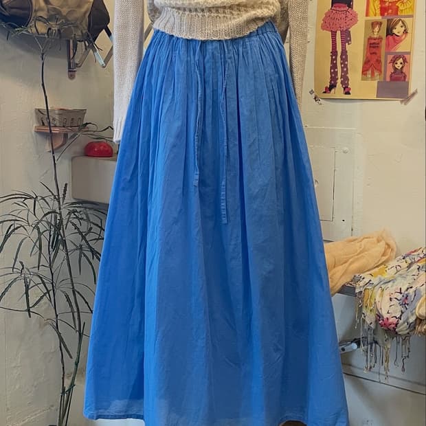 블루 코튼 롱스커트 [무배]