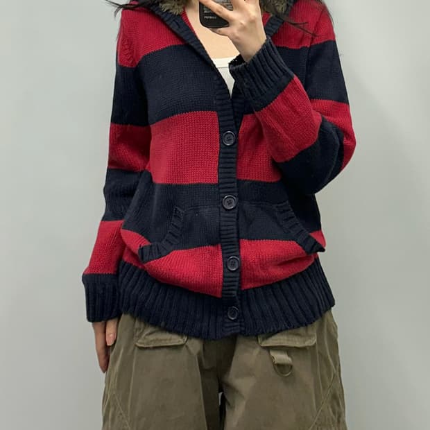 아베크롬비 y2k 와투케 단가라 니트 후드 가디건