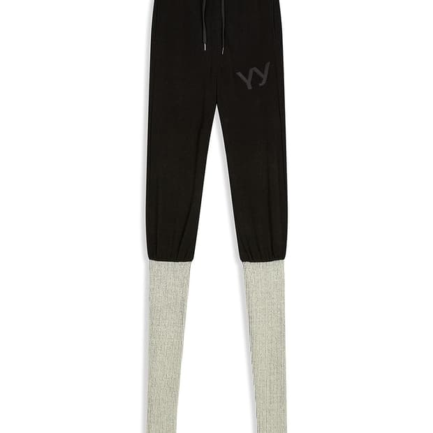 Open yy LAYERED KNEE SOCKS PANTS, BLACK