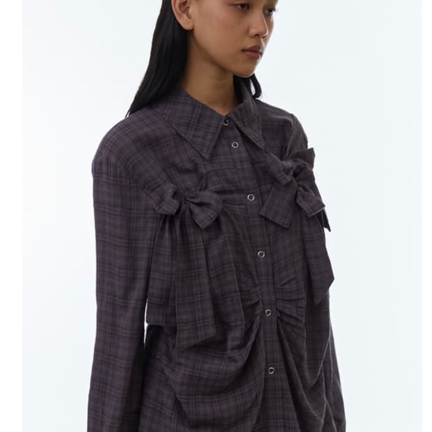 리본 타이 셔츠 (빈티지 퍼플m)