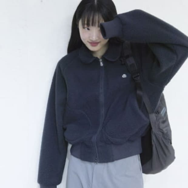 스마트어반유즈풀 코이세이오 라운드카라 플리스자켓 블루그레이