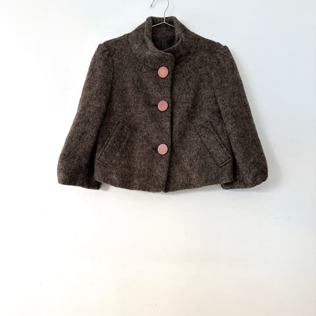 Latte semi puff short coat / brown