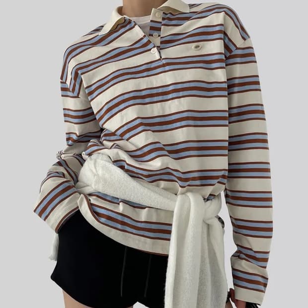 어텀 스트라이프 럭비카라티셔츠