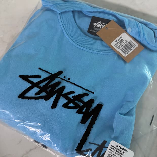스투시 스탁 서울 티셔츠 스카이 블루