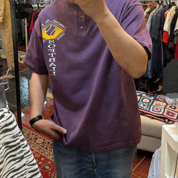 90s Made in USA Anvil 헨리넥 소프트볼 빈티지 반팔 XL