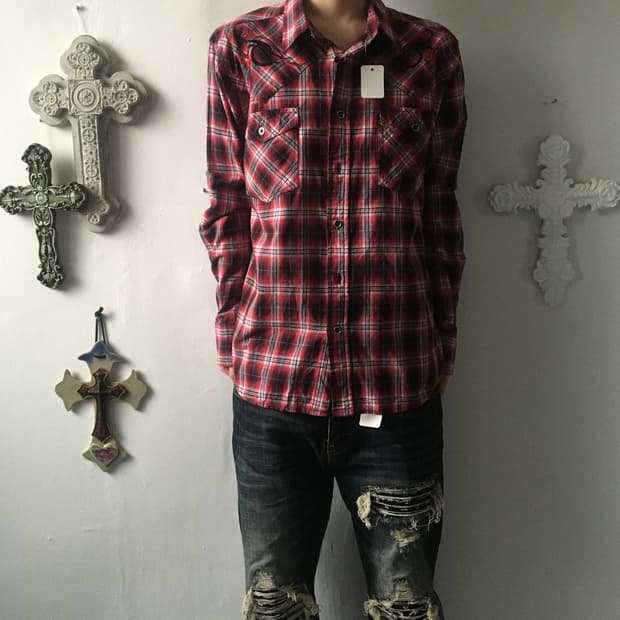 Tribal point check pattern shirt