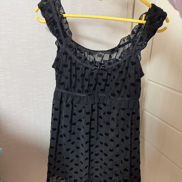 하트 레이스 블랙 미니원피스 빈티지 니혼진 펑크 러블리