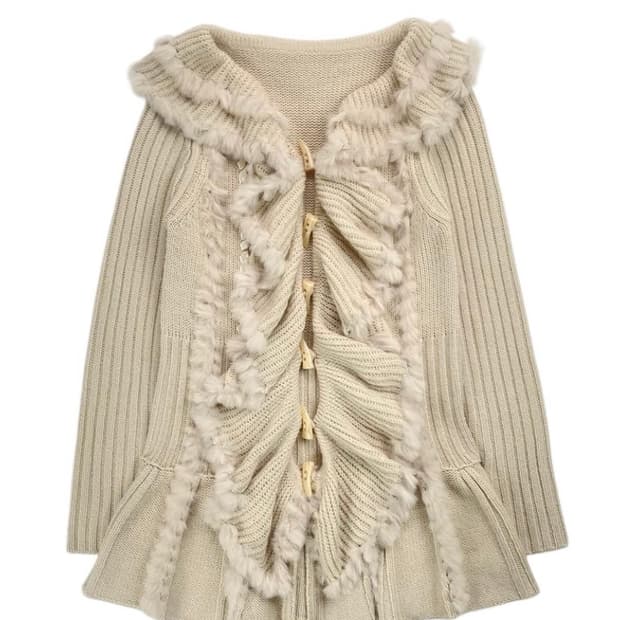 러플 니트 가디건 