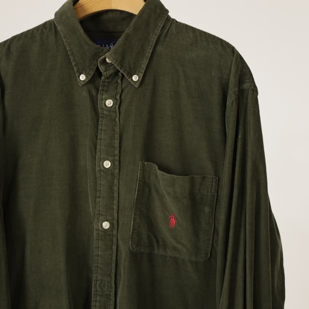 폴로 클래식핏 코듀로이 카키 셔츠