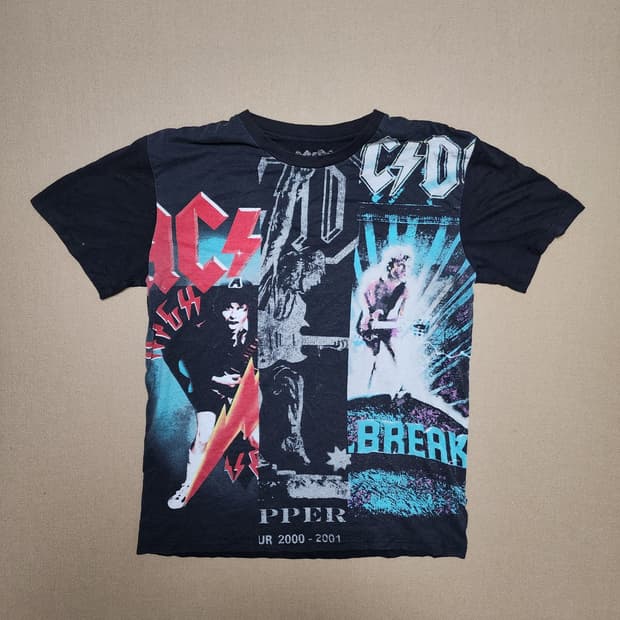AC/DC 올오버 프린팅 밴드티 블랙