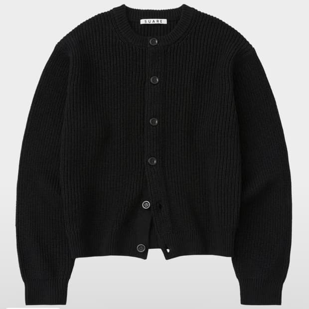 수아레) [삭형 리뉴얼] 워셔블 크롭 하찌 라운드 니트 가디건