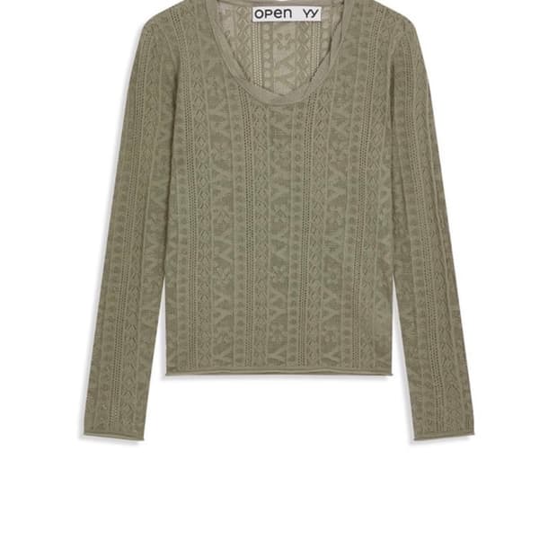 오픈와이와이 YY JACQUARD PULLOVER, KHAKI