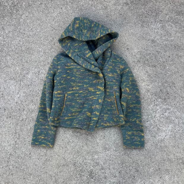 Vintage 울 혼방 사선 지퍼 후드자켓 