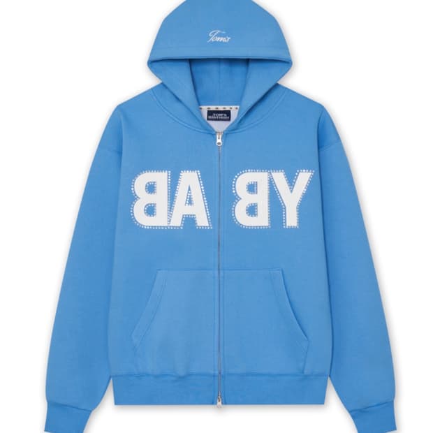 톰스벌스데이 베이비 로고 큐빅 후드집업 스카이