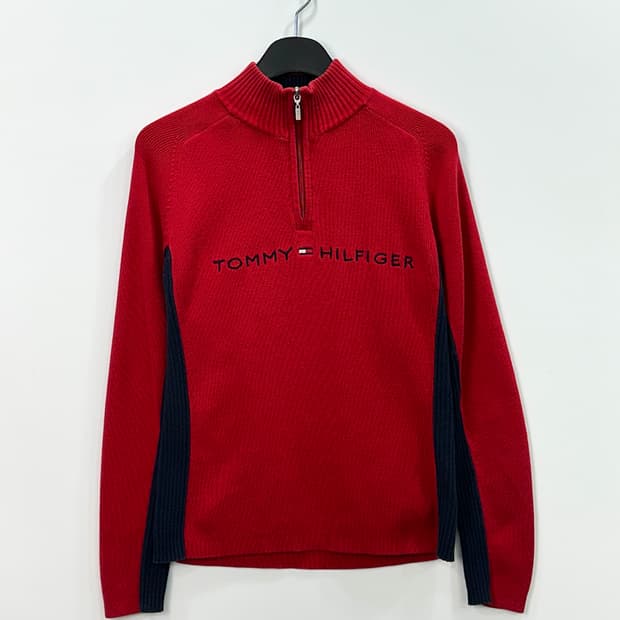 타미힐피거 로고 니트 집업 L