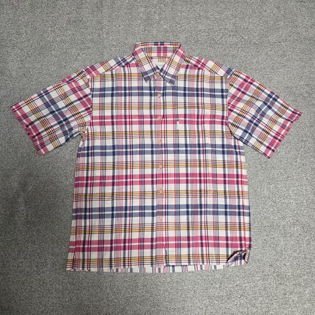 Converse 빈티지 반팔 체크셔츠 L(100)