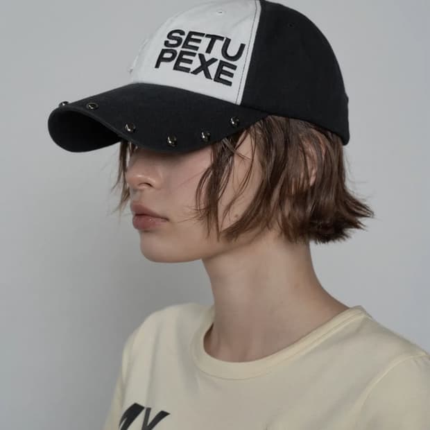 셋업이엑스이 모자 STUDDED LOGO BALL CAP / BLACK