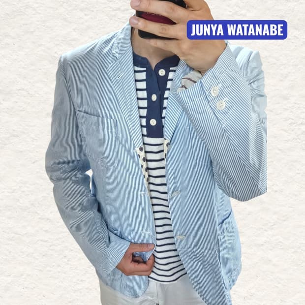 준야 와타나베 빈티지 자켓 블루 스트라이프 (100)