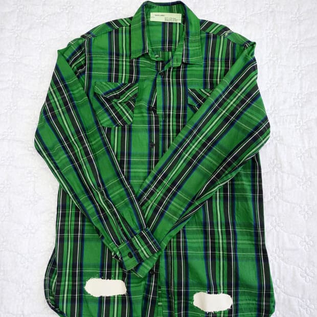 오프화이트 그린 타탄 체크 셔츠