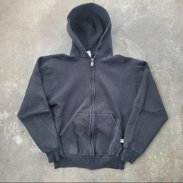 00s 러셀 애슬레틱 페이드 후드집업 블랙