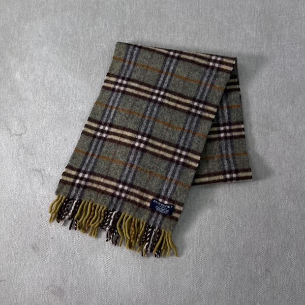 버버리 노바체크 램스울 그린 머플러