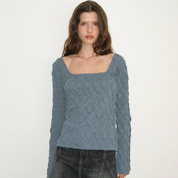 폴리수엠 스모킹 블라우스 그린블루