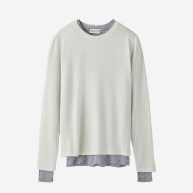 [새상품] 24FW 렉토 노바 레이어드 니트 티셔츠 아이보리 그레이