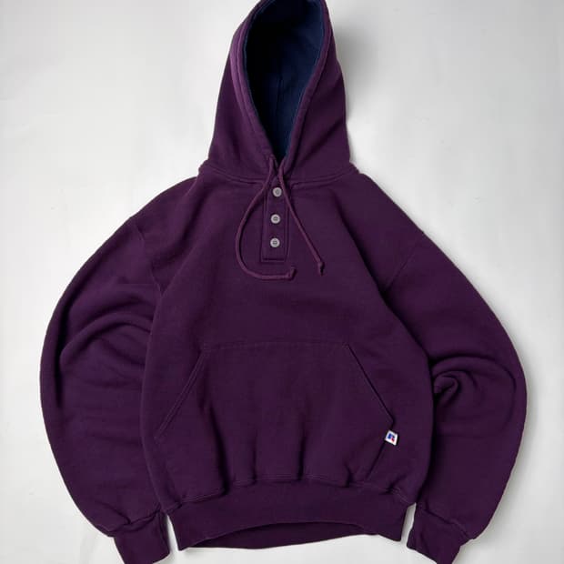 90s Russell Button Hoodie (purple)