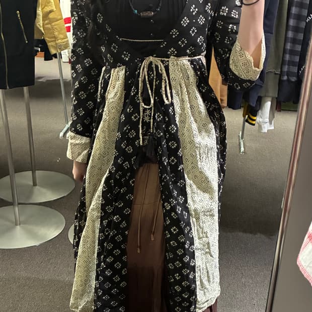 14)Japanese vintage 패턴 레이스 디테일 오픈 원피스