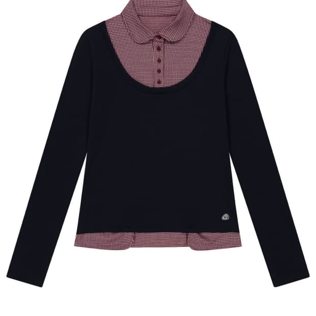 코이세이오 리버서블 칼라 롱슬리브 네이비