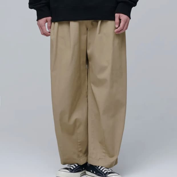 무신사 스탠다드 코튼 와이드 벌룬 팬츠 베이지 30